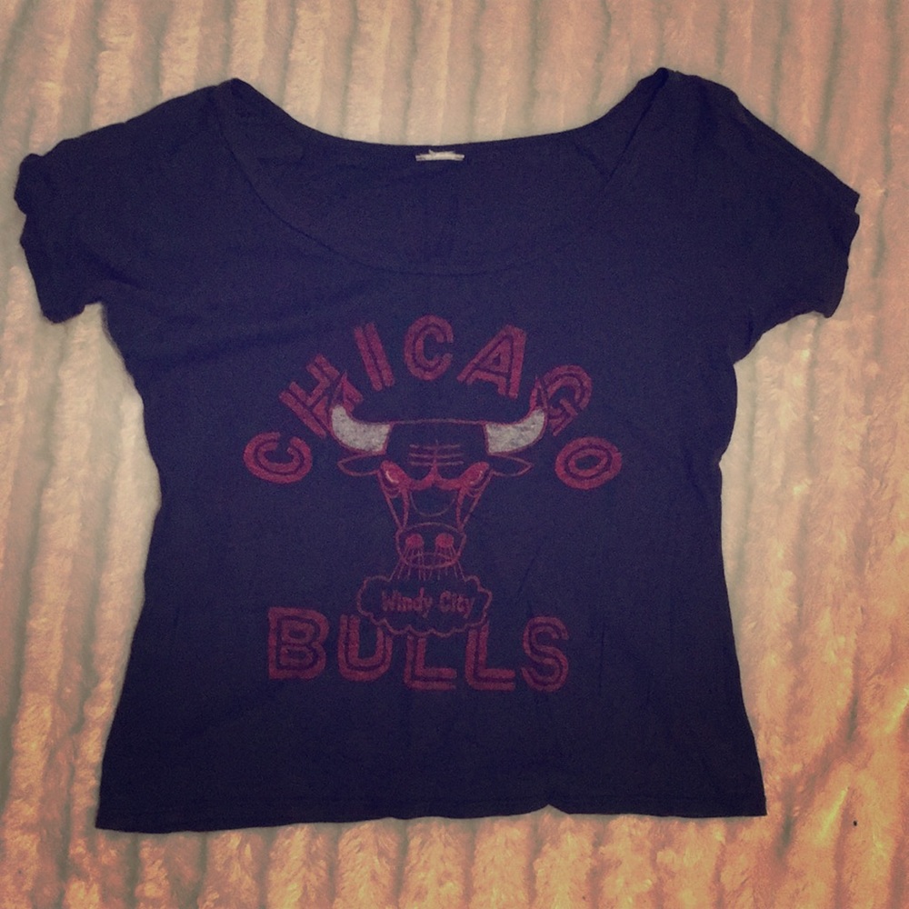 Chicago bulls shirt off the shoulder t shirt top
